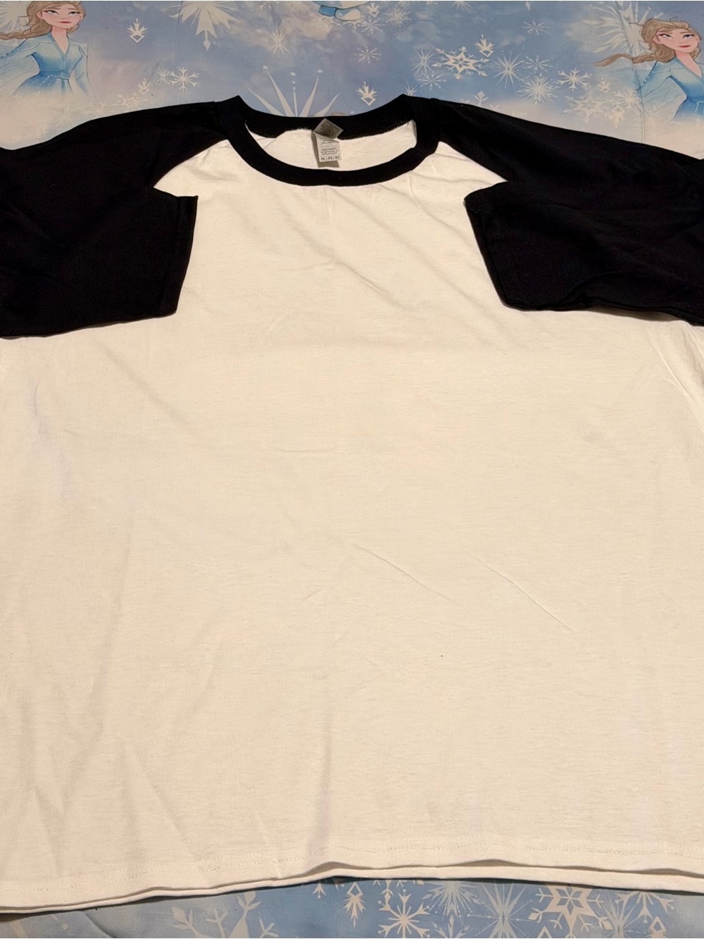Gildan White Baseball Raglan Tee with Black Sleeves